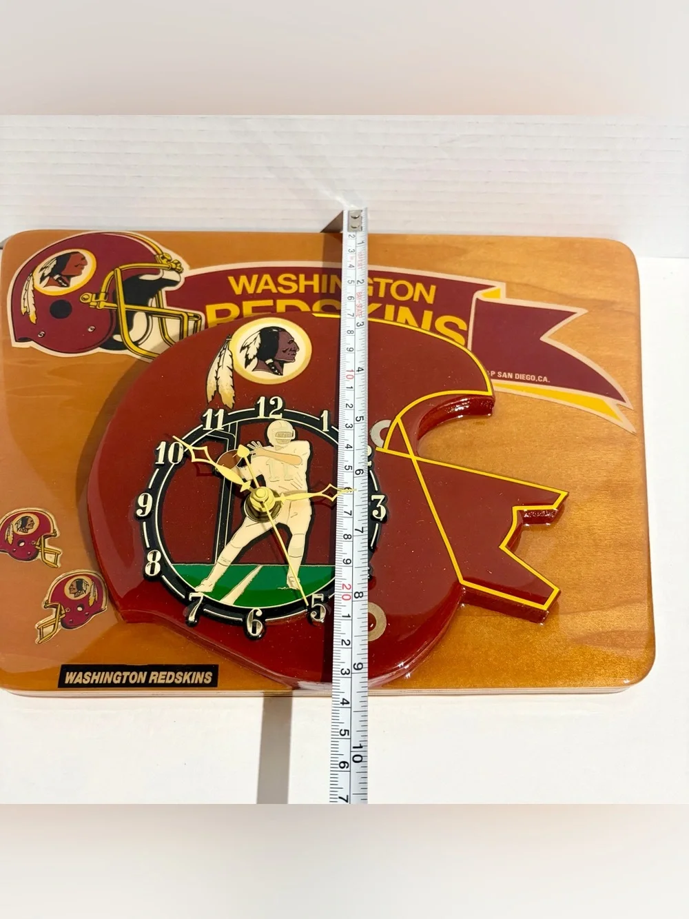Washington Redskins Wall Clock Lacquer Wood Sports Bar NFL Football Man Cave VTG